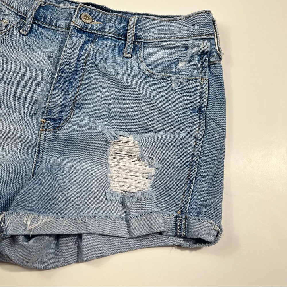 Hollister Ultra High Rise Distressed Denim Roll Hem Short Shorts Vintage Stretch - Picture 3 of 5
